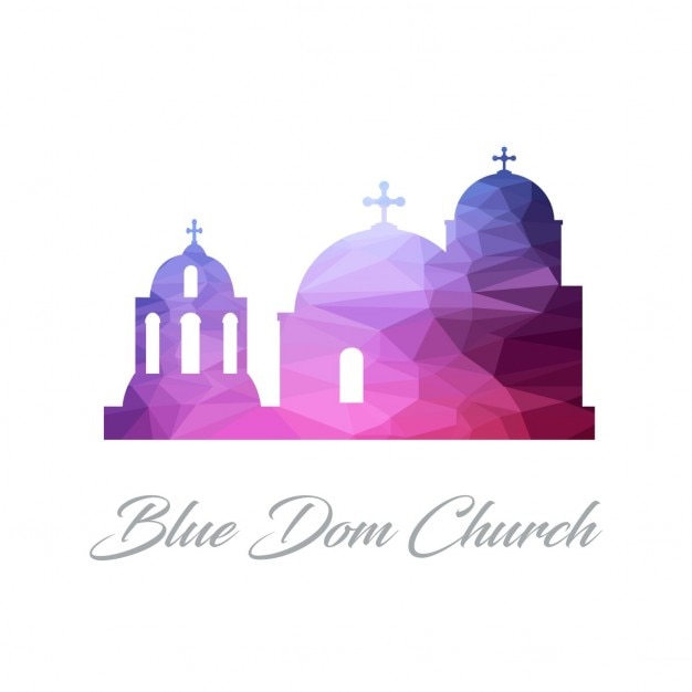 Free Vector blue dome church, polygonal