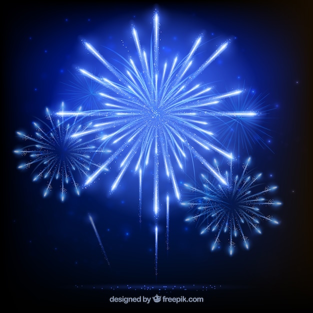 Free Vector blue fireworks background