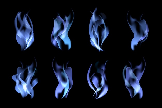 Free Vector blue flames set