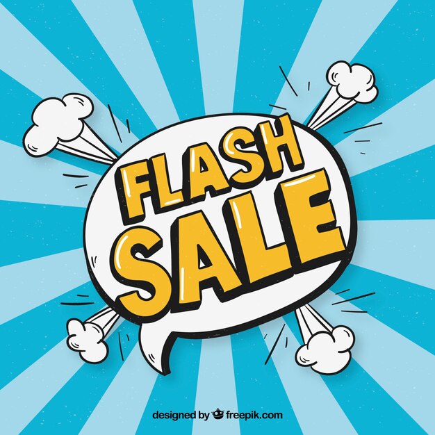 Blue flash sale background in comic style