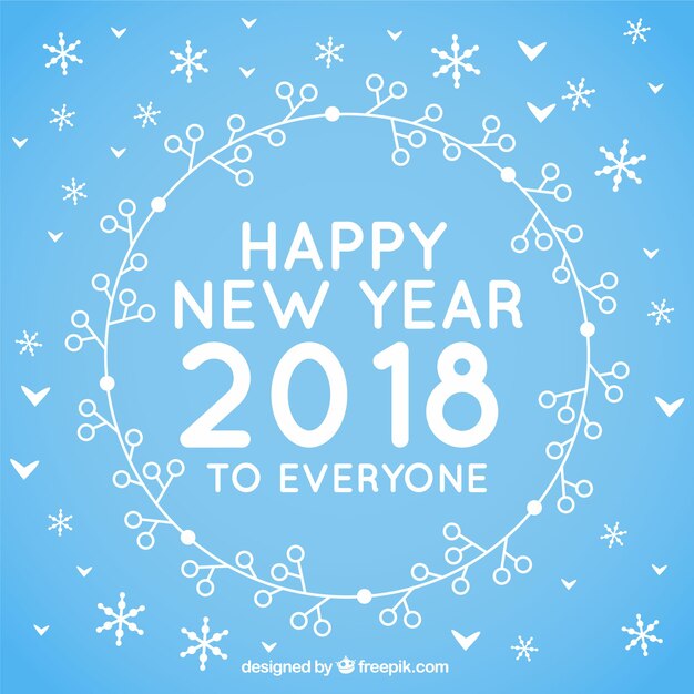 Blue flat background happy new year to everyone