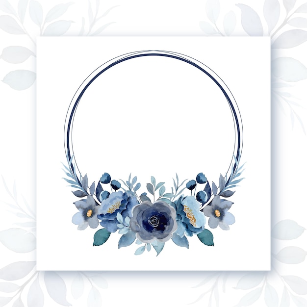 Blue floral wreath with circles