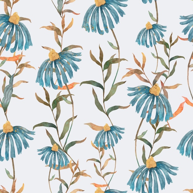 Free Vector blue flower seamless pattern