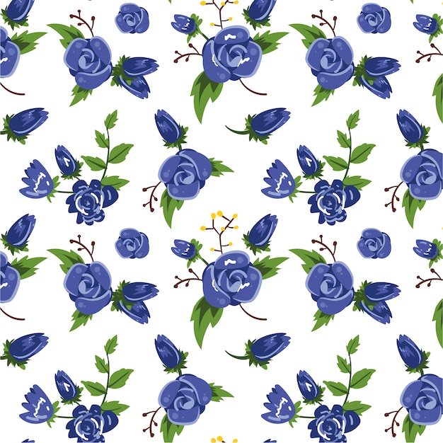 Blue flowers pattern background