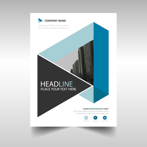 Blue geometric annual report book cover template