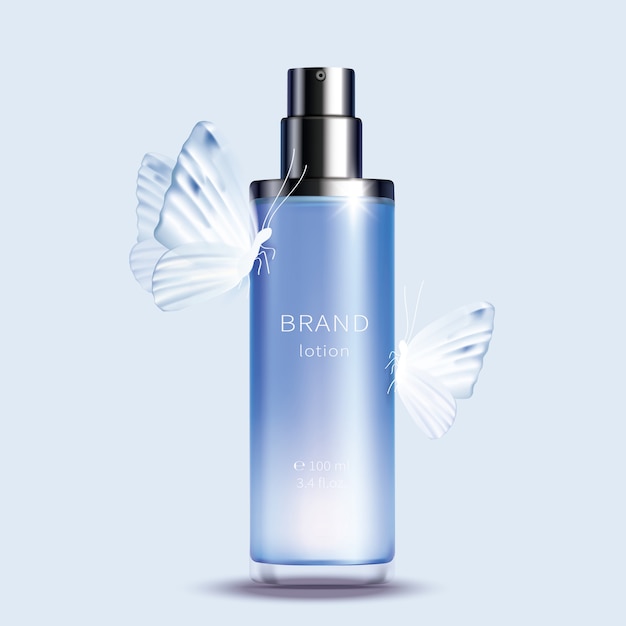 Free Vector blue glass spray bottle