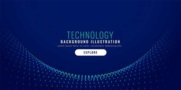 Blue glowing particle mesh technology background 