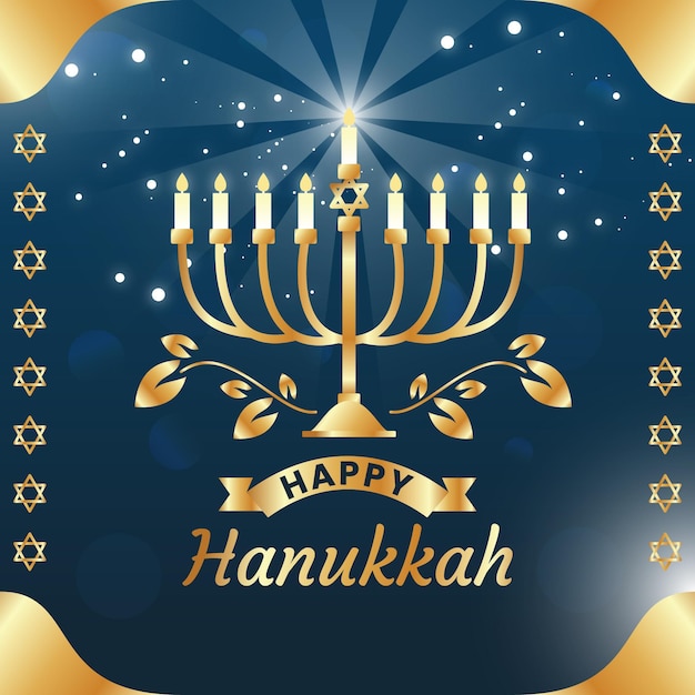 Free Vector blue and golden hanukkah