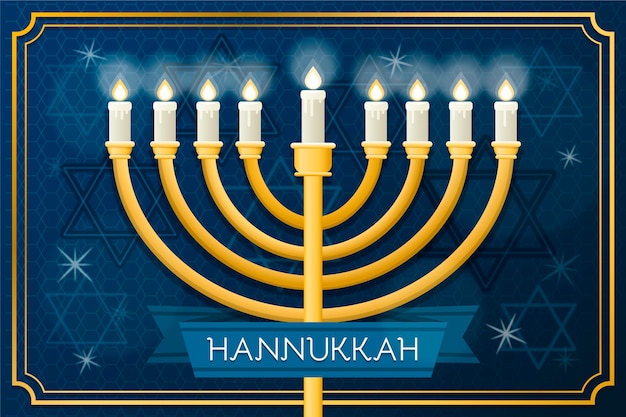 Free Vector blue and golden hanukkah