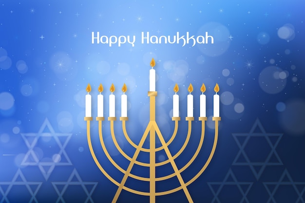 Free Vector blue and golden hanukkah