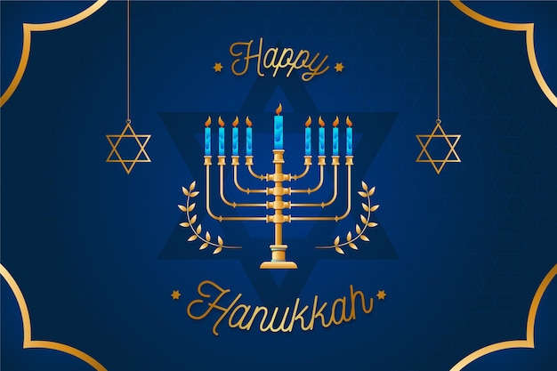 Free Vector blue and golden hanukkah