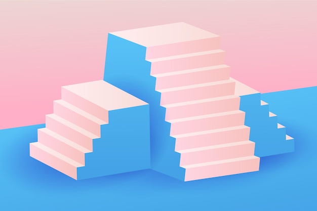 Blue gradient 3d stairs background