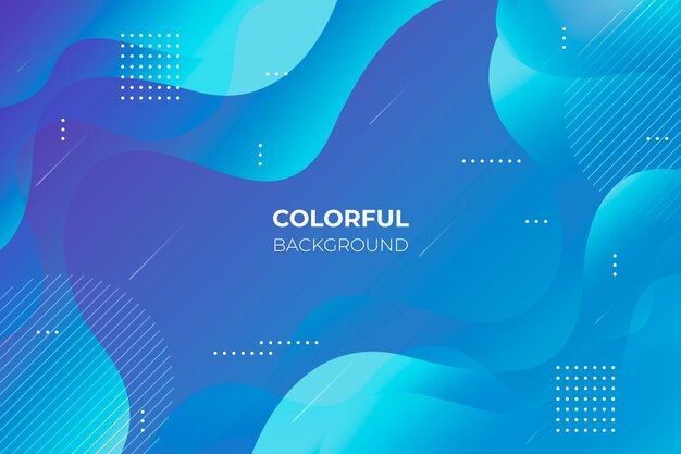 Blue gradient background with abstract shapes