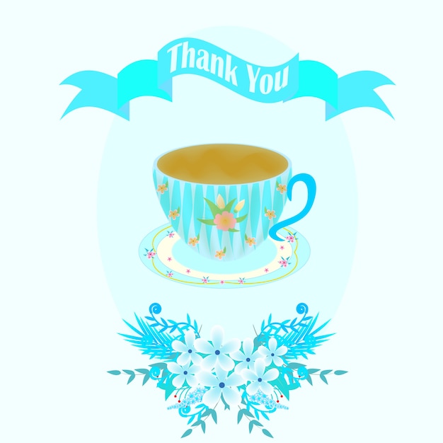 Free Vector blue greeting card with cup