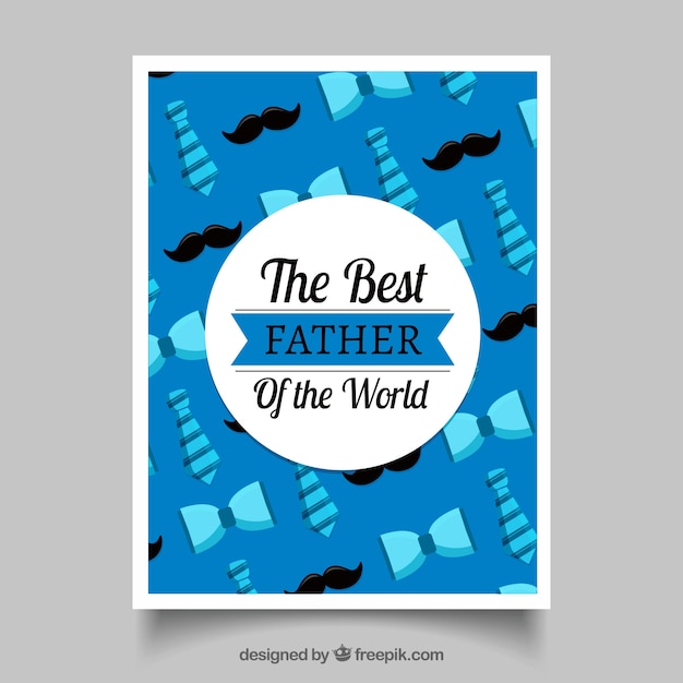 Free Vector blue greeting card with neckties and moustaches for father's day