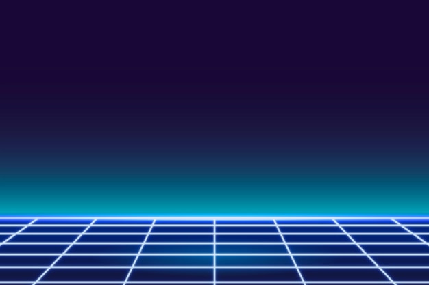 Blue grid neon patterned background