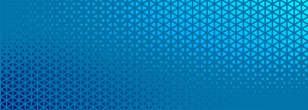 Blue halftone banner with triangle shapes design