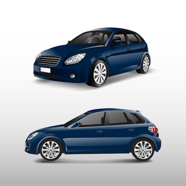 Blue hatchback car isolated on white vector