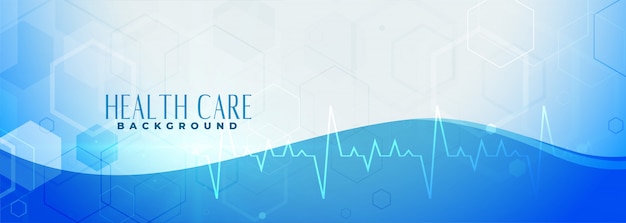 Free Vector blue healthcare banner with heartbeat line