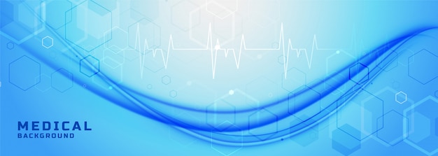 Blue healthcare and medical banner with wave