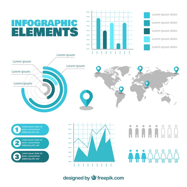 Blue infographic elements collection