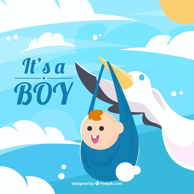 Blue its a boy background with stork