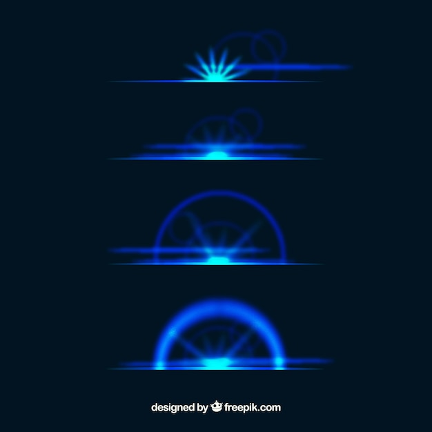 Free vector blue lens flare divider collection