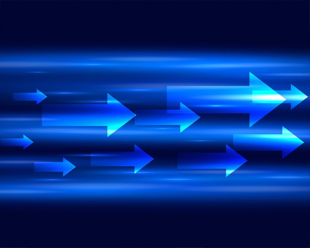 Free Vector blue light streak with arrows moving forward background