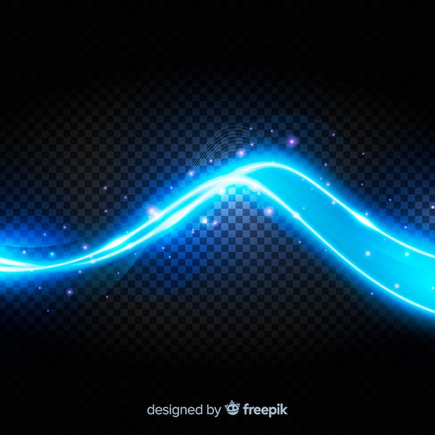 Blue light wave effect on transparent background