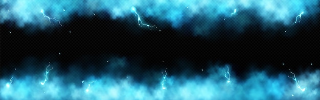 Free vector blue lightning and smoke effect frame background