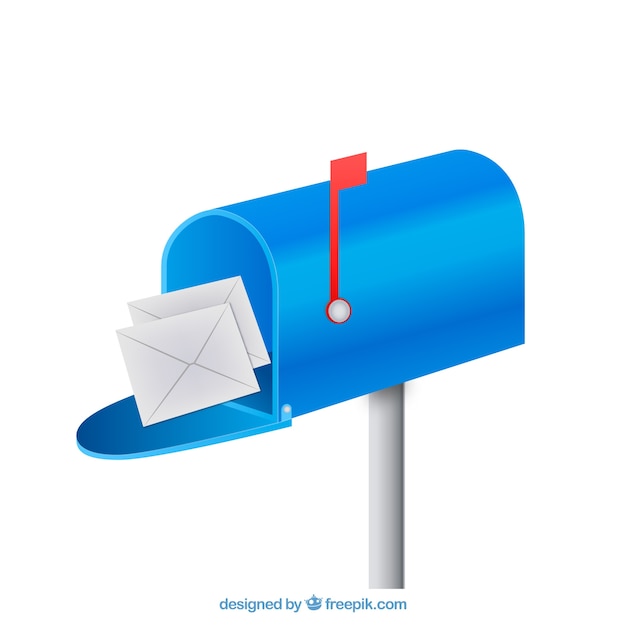 Blue mailbox background with envelopes