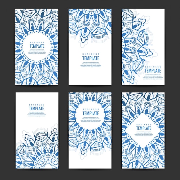 Free Vector blue mandalas cards