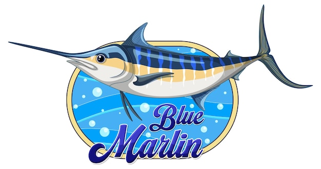 Free Vector blue marlin fish logo with carton character