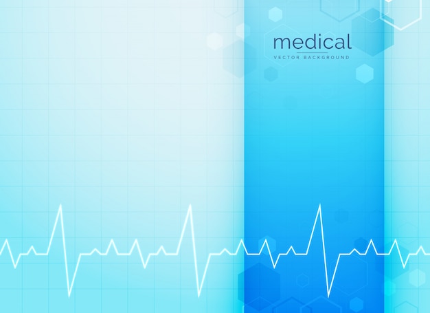 Blue medical and science background with heartbeat line