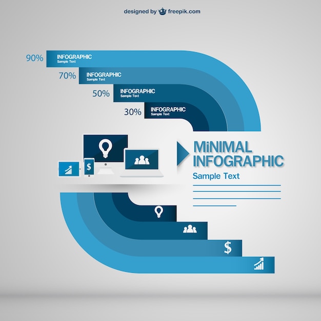 Free Vector blue minimal infographic with electronic devices