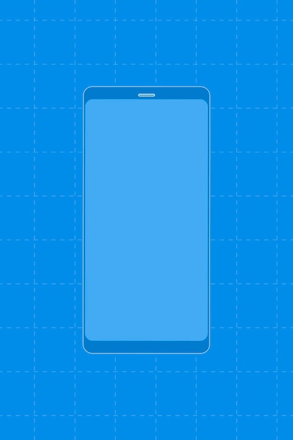 Blue mobile phone, digital device vector illustration