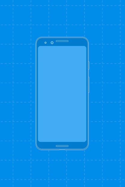 Blue mobile phone, digital device vector illustration