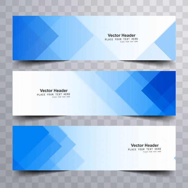 Blue modern banners with triangular shapes