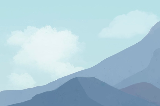 Blue mountain clouds vector, minimal aesthetics