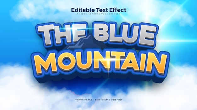 Free vector the blue mountain text effect