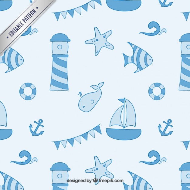 Free vector blue nautical elements background