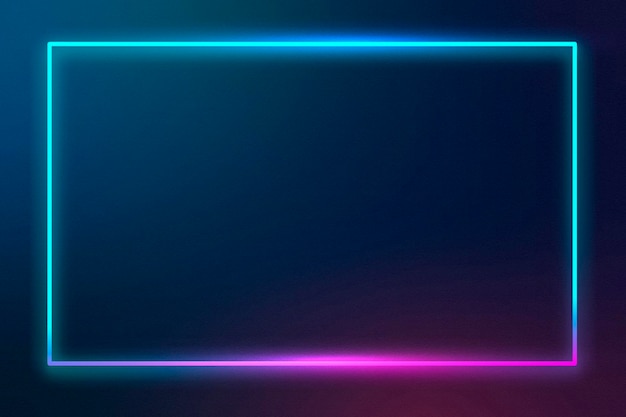 Blue neon frame on a dark background