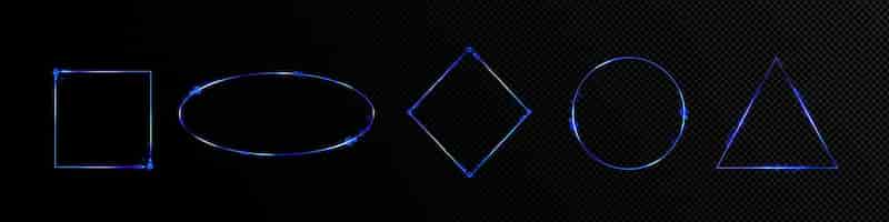 Free vector blue neon light frames with luminous effect