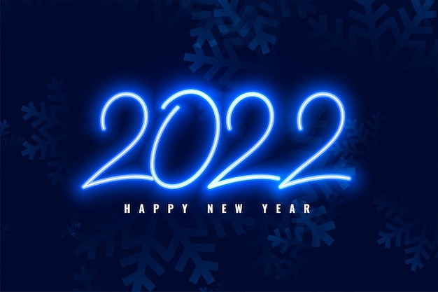 Blue neon style 2022 happy new year background