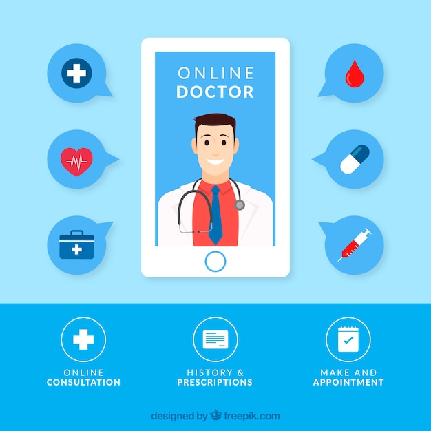 Free Vector blue online doctor design