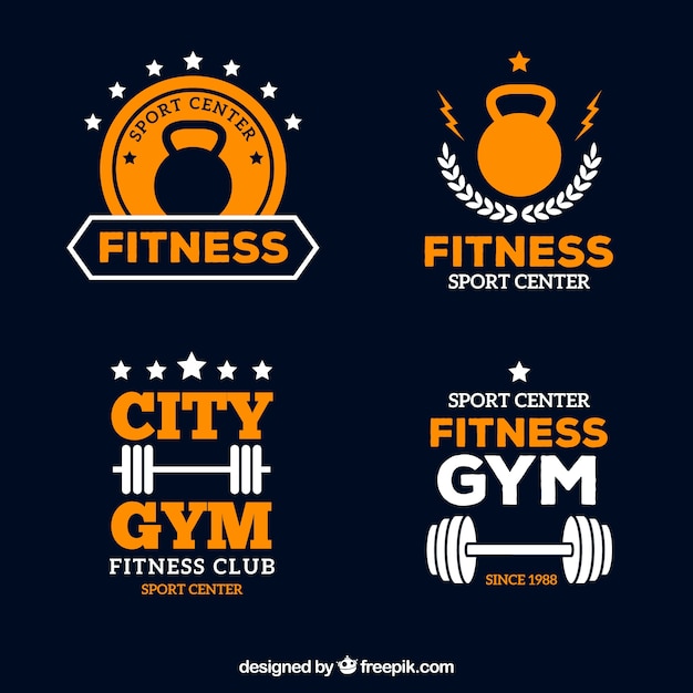 Blue and orange fitness label pack