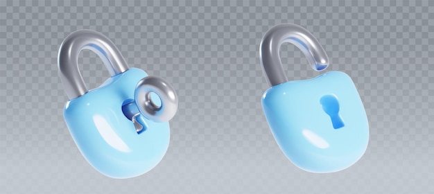 Free Vector blue padlocks set on transparent background