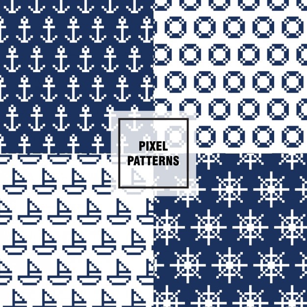 Free Vector blue pixel patterns collection