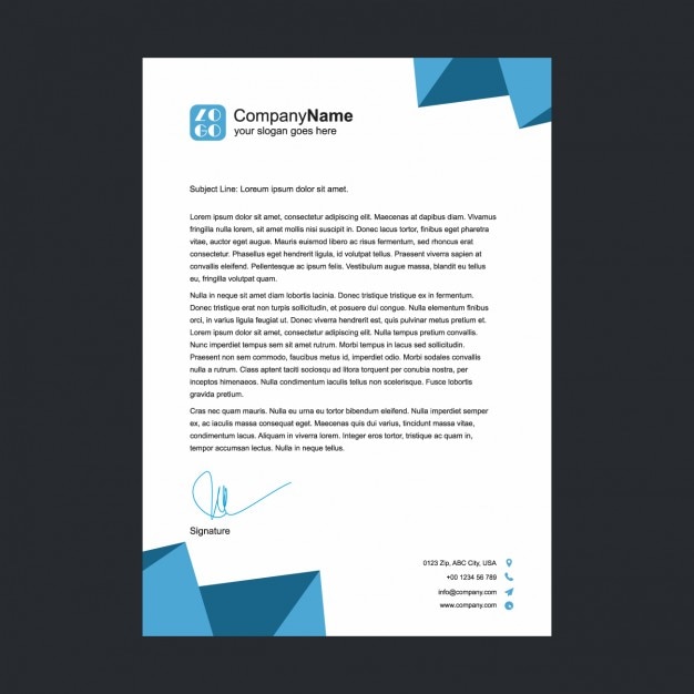 Blue polygonal shapes letterhead