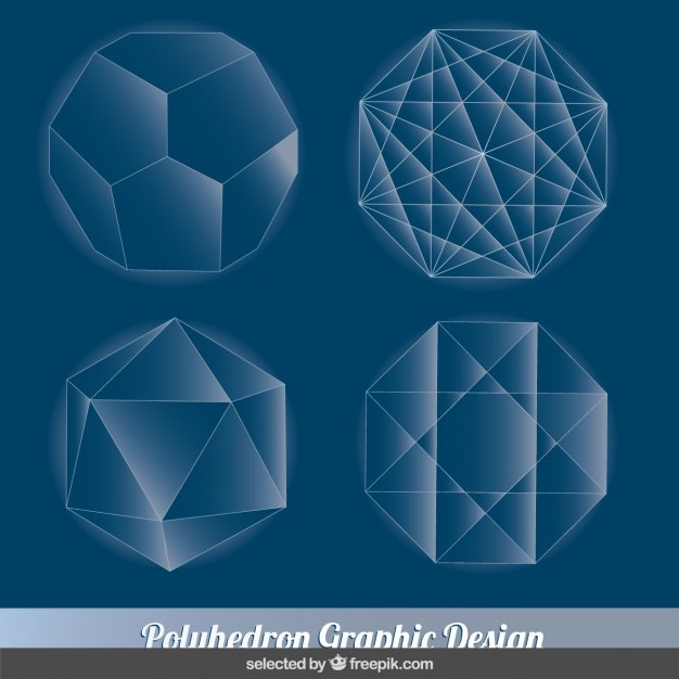 Free vector blue polyhedron collection